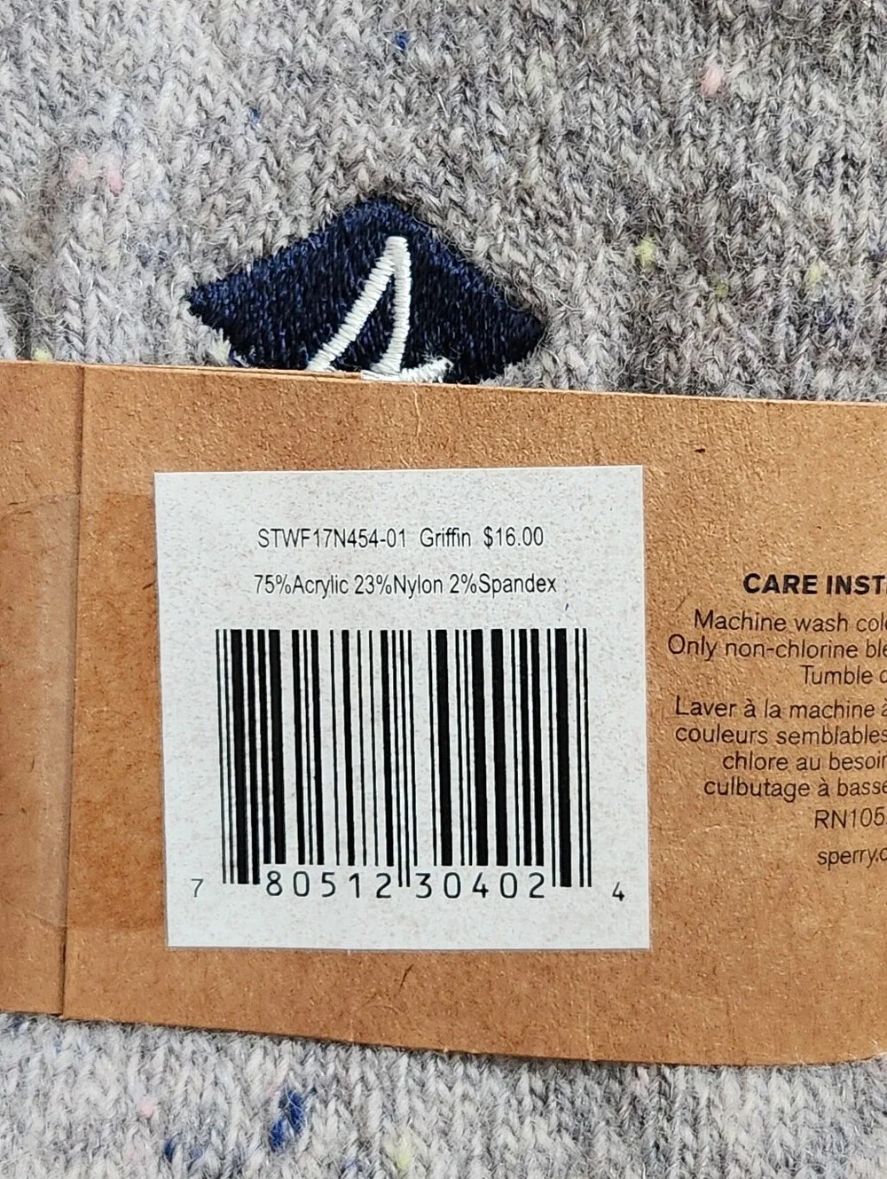 Sperry Women’s Knee High Socks Grey Griffin Tweed Speckled Socks Preppy New